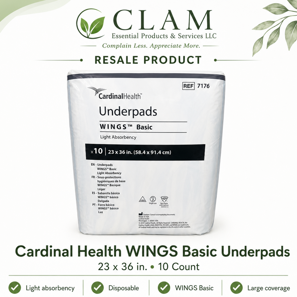Cardinal Health WINGS Basic Underpads – 23×36 Inches, 10 Count
