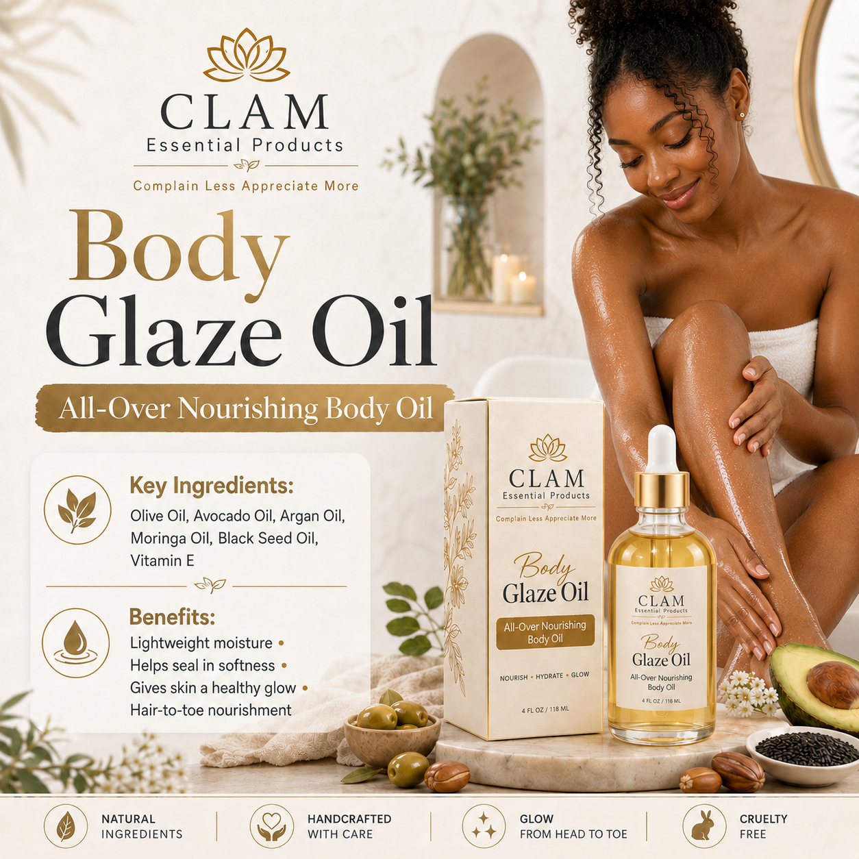 CLAM Body Oil glaze
